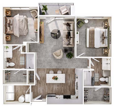 A collage of different room layouts with furniture and decor.
